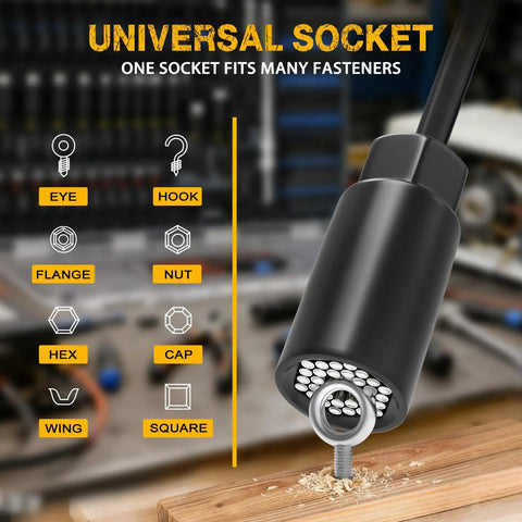 Universal socket adapter from All In One 86 Piece Magnetic Impact Nut Driver Set used on screw for versatile fastening.