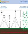 Telescopic Beefy Tripod Sprinkler With 125 Ft Coverage 360 Degree Range Adjustable Height 48 To 72 Inches for Farm Lawn Garden