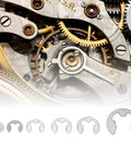 Heavy Duty 300 Piece Stainless Steel E Clip Set M1.2 To M15 Retaining Ring Circlip Assortment Kit shown with internal components
