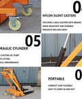 Close-up of nylon silent casters on Heavy Hitter Foldable Electric Forklift With Hydraulic Material Handler for durability and mobility.