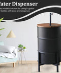 Electric Wooden Water Dispenser For 5-Gallon Bottle With Concealed Storage Silent Rechargeable Motor in a modern room