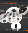 Close-up of Pair Front Wheel Hub Assembly Set for Mazda 3 2005 to 2013 and Mazda 5 2006 to 2015 with alloy and spline details