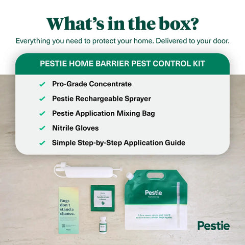 Pro Grade Pest Control Kit with insect killer spray, gloves, sprayer, mixing bag, guide for roaches, ants, spiders up to 4500 sq ft
