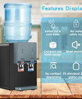 Countertop Water Cooler Dispenser For Home Office Dorms Black Holds 3 Or 5 Gallon Jug Top Loading Hot And Cold Water Kid Safe Lock Compact