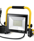 Front view of Ultra Bright 10000 Lumen Portable Work Light With Stand, 72 COB LEDs, 6500K Daylight, IP66 Waterproof