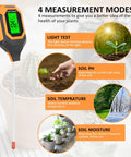 4 In 1 Soil Tester Meter For pH Moisture Temperature And Light With Backlit LCD Display Pro Grade Garden Lawn Plant Care