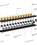 Diagram of 12 Outlet Heavy Duty Power Strip With 15 Foot Cord 15 Amp 125V 1875W All Metal Aluminum Housing Grounded UL Listed details
