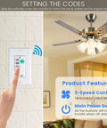 Universal Ceiling Fan Remote Kit With Adjustable Speed And Light Ultra Small Receiver shown installed with fan and wall control