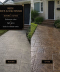 Professional Acrylic Concrete Cure And Seal For Pool Decks And Garages on stamped concrete before and after application.