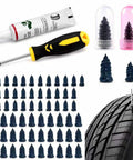 Heavy Duty Tubeless Tire Plug Kit With 61 Durable Rubber Repair Nails And Slick Tools for quick tire repair with sealant and screwdriver.