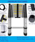 Telescoping Aluminum Ladder For Home Use Lightweight Extendable And Collapsible Adjustable Steps with premium features