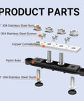 Upgraded Heavy Duty Copper Bus Bar And Power Distribution Block Pair parts diagram showing copper contact plate and stainless steel components.