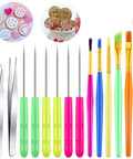 Top Shelf 14 Piece Fondant Cake Decorating Kit Featuring Hella Durable Scribe Brushes Sugar Stir Needles And Precision Baking Tweezers. Set includes vibrant tools for precision baking.