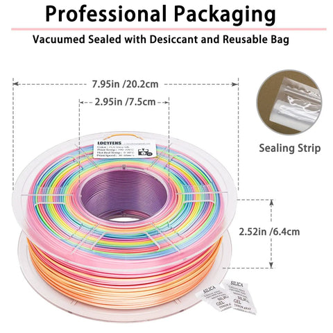 Top Tier Silk PLA Filament Multicolor Rainbow 3D Printer Material 1.75mm 1kg Spool With Seamless Color Shifting And Smooth As Butter Extrusion For Seriously Dope Creations
