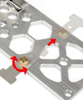 Close-up of 13.4 Inch Track Saw Guide Rail Square with CNC machined aluminum body, adjustable knobs for precise 90 degree cuts.