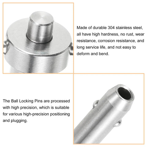 Ball Locking Pin With Button Handle, 5mm Pin Diameter, 15mm Usage Length, Push Button Quick Release Pin With Lanyard Cable, 304 Stainless Steel