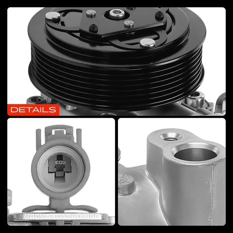 Badass Ac Compressor With Clutch For Subaru Xv Crosstrek 2014 2015 Dkv10z Oe Replacement close-up showing pulley and connector details.