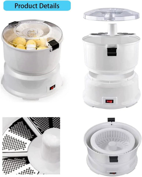 Fast Electric Potato Peeler And Vegetable Dehydrator With Sharp Blades For No Sweat Kitchen Prep and Effortless Fruit Slicing image with potatoes in bowl.
