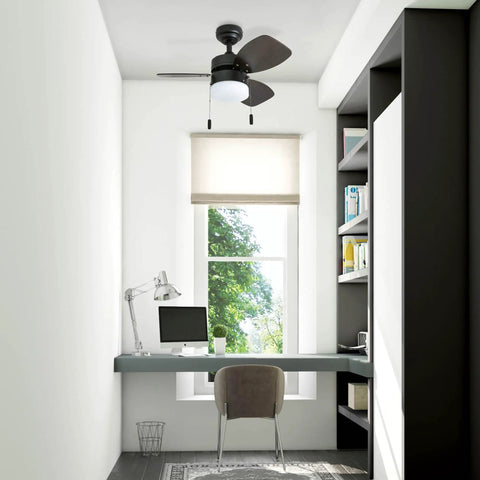 Ocean Breeze 30 Inch Ceiling Fan With Light Pull Chain LED Indoor Fan Three Speeds 3 Blades Bronze Finish in office space