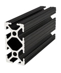 Black Anodized 1x2 Inch T Slot Aluminum Extrusion for DIY Projects, 10 Series Modular Rail, angled view