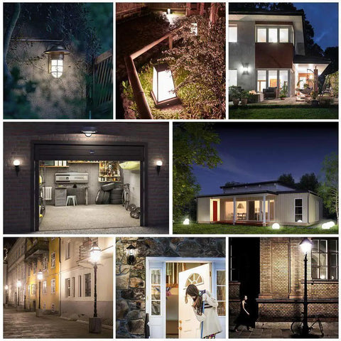 Outdoor areas illuminated by 4 Pack Dusk To Dawn LED Bulbs For Outdoor Use 60W Equivalent 6W 800 Lumens 5000K Daylight E26 Base