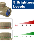 3-9x40 Rifle Scope With Red Green Illuminated Rangefinder Reticle showing 5 brightness levels for Red and Green settings