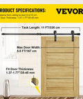 11 Ft Sliding Barn Door Hardware Kit For Heavy Duty Double Door Track System, 330 Lb Load Capacity, Carbon Steel, Black