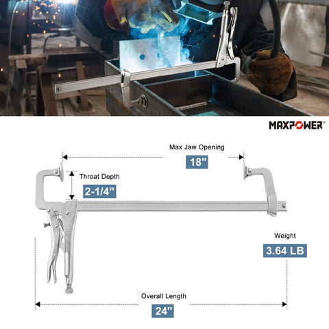 Image of Beefy Heavy Duty Sliding Arm Locking C Clamp 12 Inch With 12 Inch Jaw Capacity used in welding project.