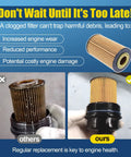 Comparison of a dirty filter and a clean Engine Oil Filter Replacement PF2257G For Chevy Cruze 2010-2019, highlighting effectiveness
