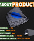 Heavy Duty Waterproof Tarp 15x15 Feet 14 Mil with Metal Grommets, Reinforced Corners and Edges, UV Resistant Poly Tarp Blue Gray