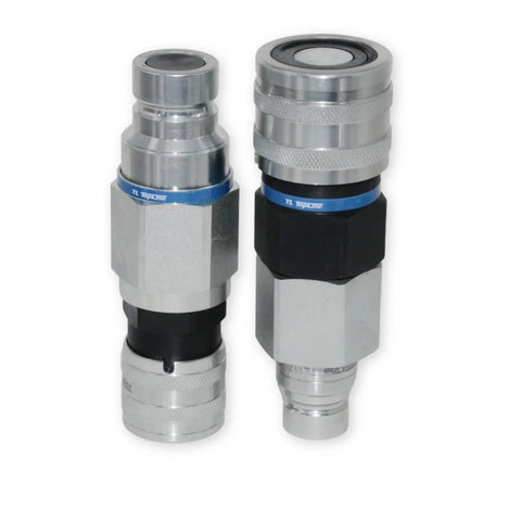 Flat Face Hydraulic Coupler Adapter Set Converts Half Inch Body To Three Quarter Inch Body ISO 16028 Heavy Duty Quick Connect