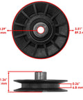 Upgrade Your Ride With High Performance Replacement Drive V Idler Pulley showing dimensions for Dixon D2246Yt and other mowers.