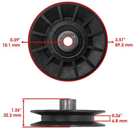 Upgrade Your Ride With High Performance Replacement Drive V Idler Pulley showing dimensions for Dixon D2246Yt and other mowers.