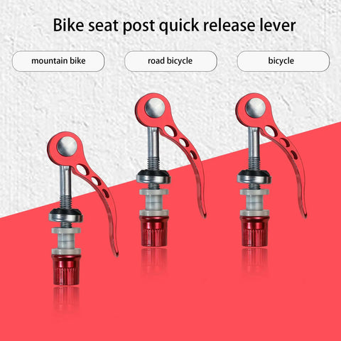 Red Quick Release Bike Seat Post Clamp Set, 10 pack cam levers for easy height adjustment on mountain and road bicycles.