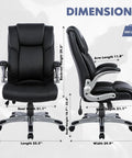Dimensions of Comfy High Back Executive Office Chair With Inflatable Lumbar Support Padded Leather Ergonomic Comfort