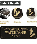 Watch Your Step Caution Sign 3 Pack 3x9 Inch Thick Acrylic Self Adhesive Warning Signs with durable design details