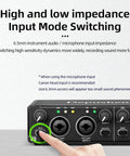 Plug And Play USB Audio Interface For Home Studio With Two Mic Preamps, 48V Phantom Power, Guitar And Bass Instrument Input, front view