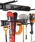 Garage Storage System With Wall Mount Tool Organizer And Heavy Duty Metal Hooks 420 Lb Capacity 32 Inch And 48 Inch Tracks Yard Rack