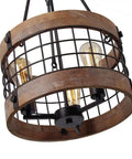 Round Wood And Metal Chandelier With Three Lights Dope Modern Farmhouse Pendant Lighting For Kitchen Island Or Hallway Vintage Rustic Ceiling Lamp With Rubber Insulated Cord Up To 83 Inches 14 Inch Diameter 9 Inch High