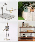 24-piece M3 stainless steel fully threaded rods with nuts, 26mm long, right-hand threads; shown in clamp stand, birdhouse posts, and shelf setup.