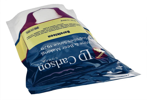 Barrel Cleaning Kit For Winemaking Tannin Remover For New Barrels 1 lb quick soak in hot water, packaged in blue and yellow bag.