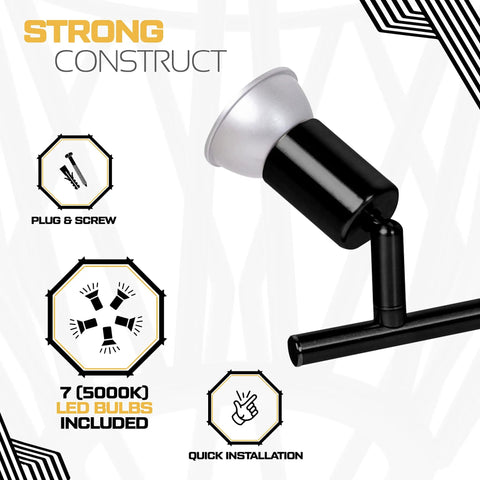 Close-up of bulb holder for Flexible Ceiling Track Lighting Kit With Six Spot Lights And Seven LED GU10 Bulbs Included Rotatable Arms.