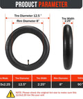 Two Pack 12.5x2.25 Inch Inner Tubes With Angled Valve For Electric Scooters; product dimensions and specifications highlighted