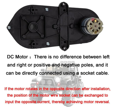 RS390 24V Steering Gearbox With Low Speed Steering Motor For Kids Ride On Cars Replacement Part 0.39 Inch Aperture 5000 RPM