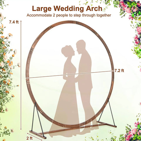 Wooden Wedding Arch Backdrop Stand 7.4 Ft For Outdoor Ceremonies Garden Arbor Trellis Round Pergola Decor For Climbing Plants