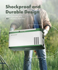 12 Volt Portable Refrigerator 21 Quart Car Fridge Cooler in use outdoors, showcasing durable design and shockproof features.