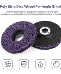 Poly Strip Grinding Disc For Angle Grinders 100 115 125mm Rust Removal And Surface Polishing One Piece Pack shown in purple