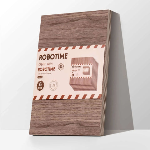 Robotime 6-pack walnut plywood sheets, 12 x 16 x 1/8 in (3mm), for laser cutting.