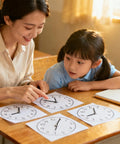 Mother and daughter learning time with Two Pack Clock And Watch Model Stamps Totally Dope Craft Tool For Kiddos.