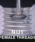 Close-up of Ultimate Rotary Thread Repair Kit Set For Internal And External Threads repairing female nut threads.